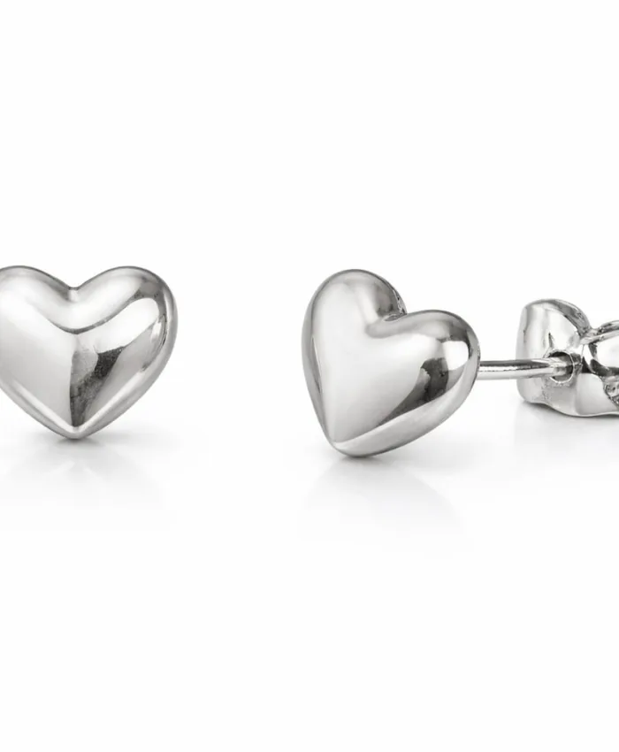 925 Sterling Silver Puffy Heart Stud Earrings