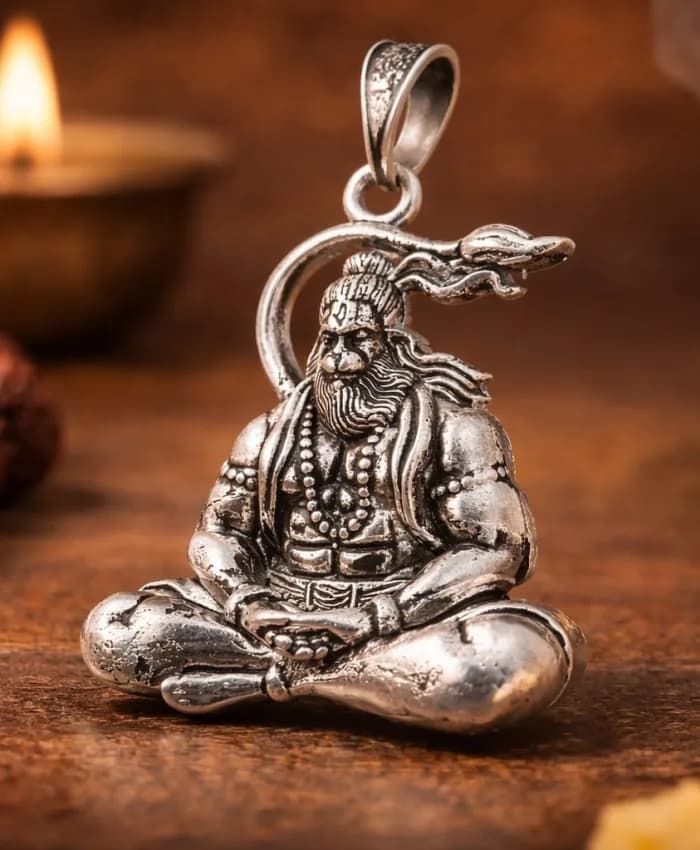 925 Sterling Silver Sitting Hanuman Ji Locket
