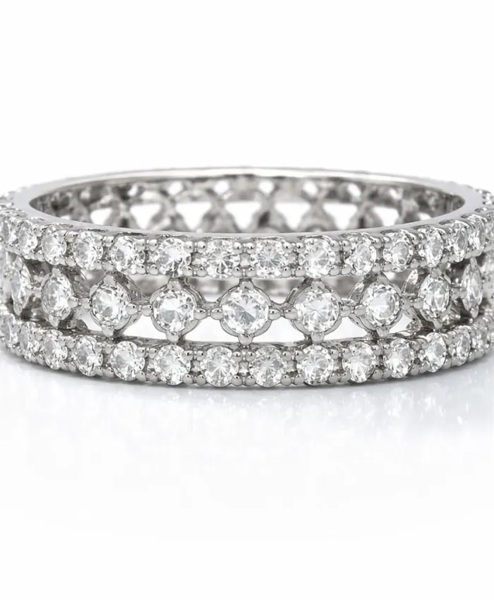 925 Sterling Silver Triple Row Radiant Eternity Ring