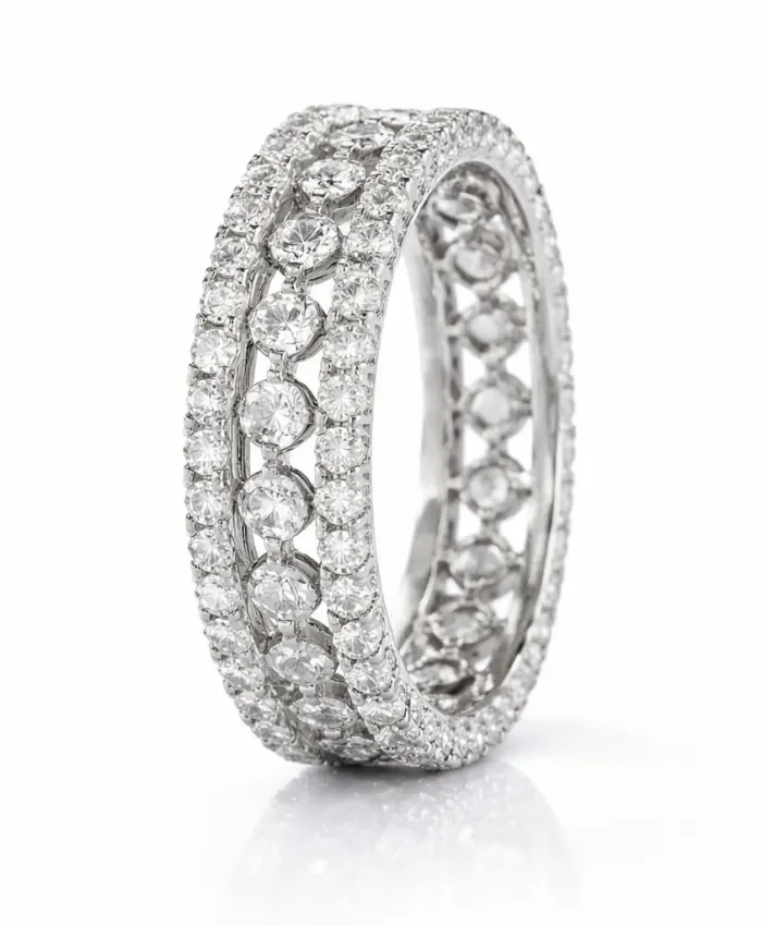 925 Sterling Silver Triple Row Radiant Eternity Ring