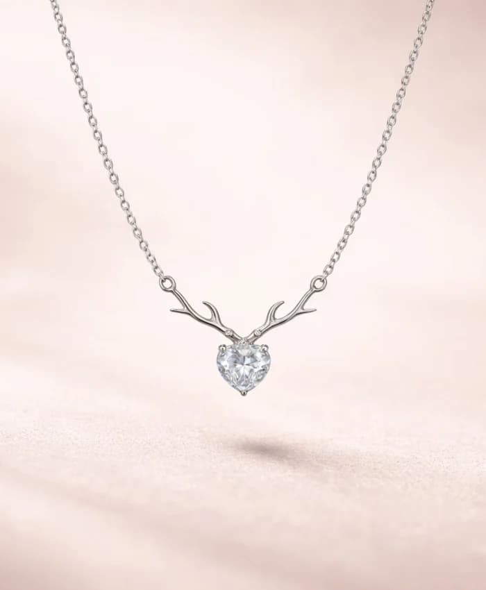 925 Sterling Silver Enchanted Antler Heart Pendant