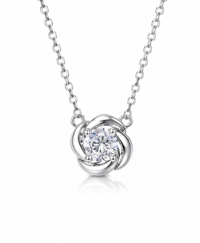 925 Sterling Silver Eternal Swirl Solitaire Pendant