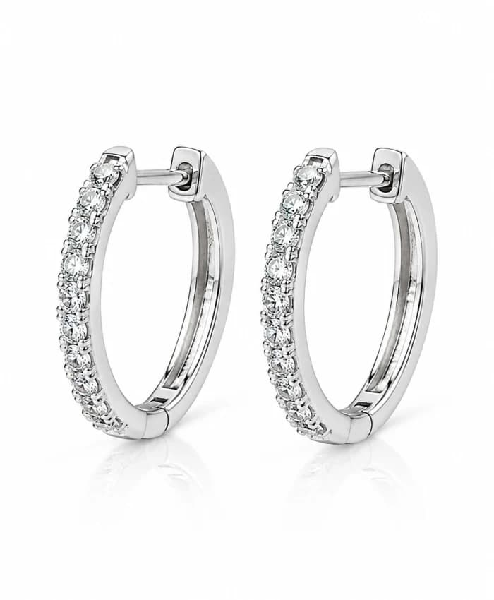 925 Sterling Silver Crystal Huggie Hoop Bali Earrings