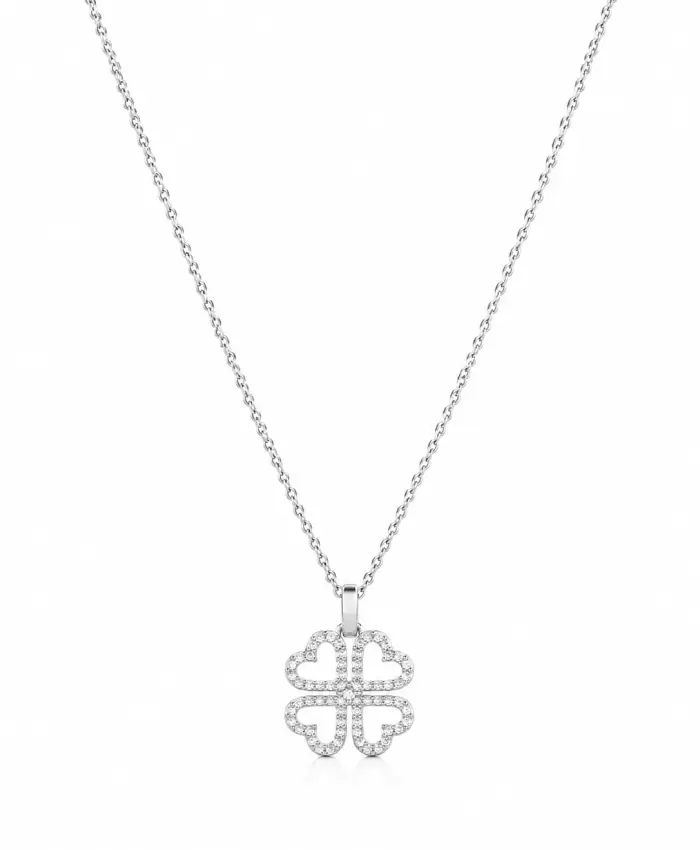 925 Sterling Silver Lucky Four Heart Clover Pendant