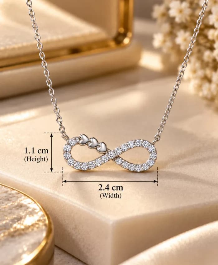 925 Sterling Silver Pavé Infinity Heart Necklace