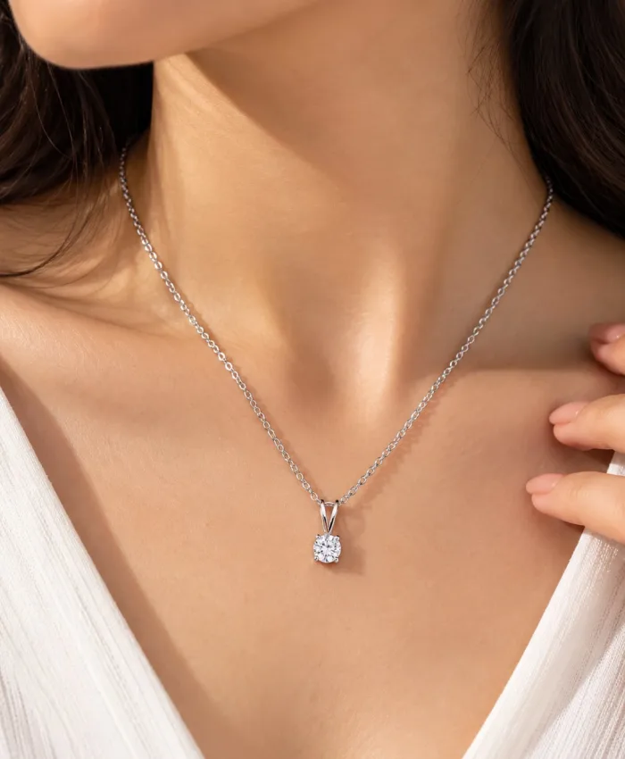 925 Sterling Silver Classic Brilliant Solitaire Pendant